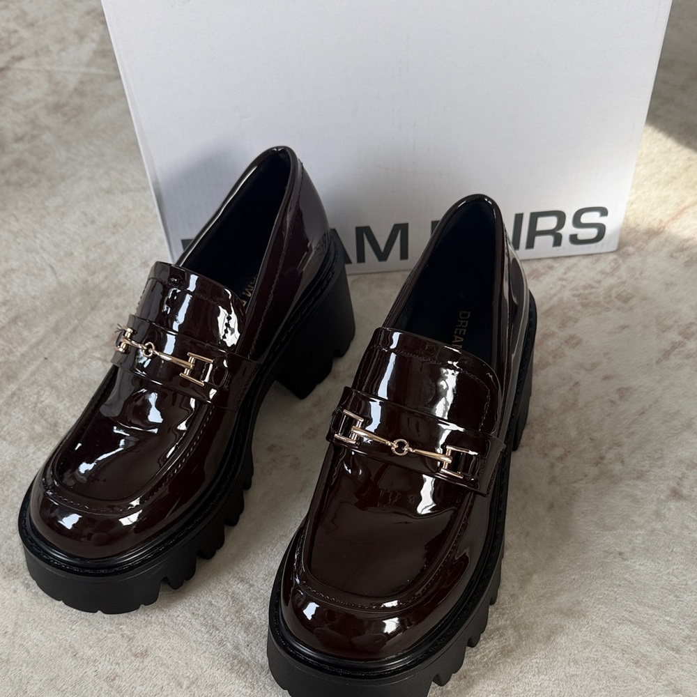 Dream Pairs Shiny Brown Loafers